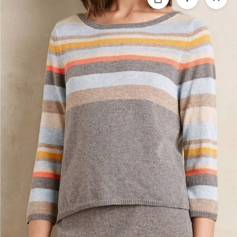 Anthropologie Multicolor Striped Crew Neck Sweater